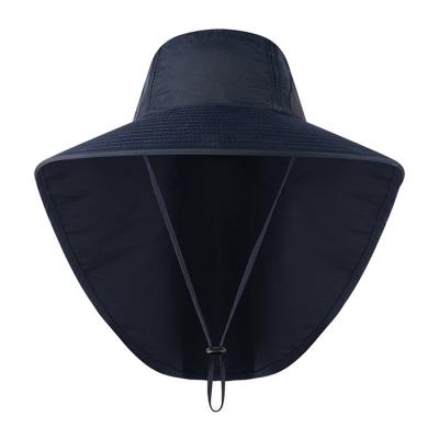 China Nuevo pescador al aire libre Hat para la pesca respirable ULTRAVIOLETA anti Safari Hat del casquillo del visera de la protección del cuello del verano de las mujeres de los hombres en venta