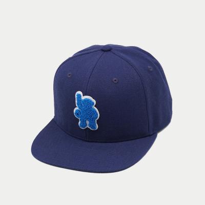 China Fashion Blue Wool Acrylic Flat Brim Snapback Cap For Unisex Outdoor for sale