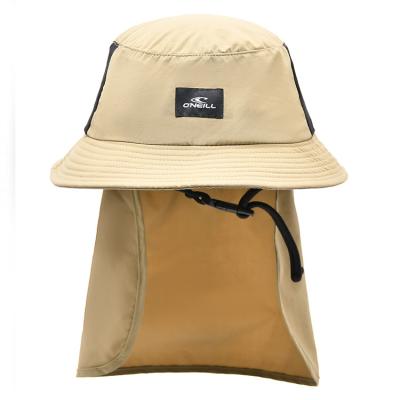 China Custom Logo Fisherman Bucket Hat 100% Poylester With Scarf Protection On Sun for sale