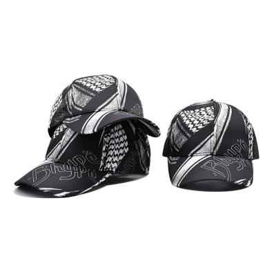 China 100% Polyester Black Baseball Cap Custom Full Sublimation Printing Baseball Hats for sale