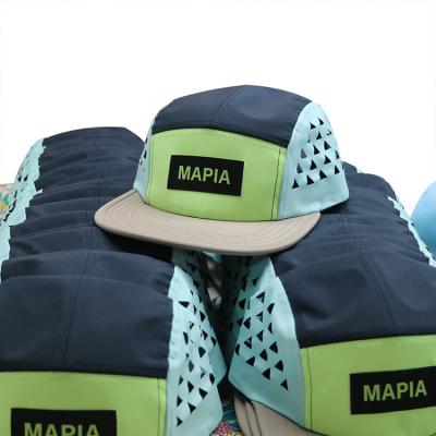 China Nylon 5 Panel Camper Hats Breathable Quick Dry Five Panel Running Cap for sale