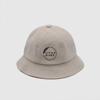 China Latest Fashion  Daily Cartoon Embroidery Cotton Fisherman Hat Outdoor Sun Protection Beige Corduroy Bucket Hat à venda