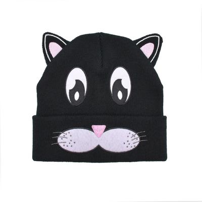 中国 Winter Polyester Fabric Style Knit Cat Ear Hat Cute Beanie Hats Warm Slouchy Hat 販売のため