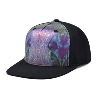 China Wholesale fashion flat brim allover sublimation printed 5 panel custom snapback caps and hats for sale