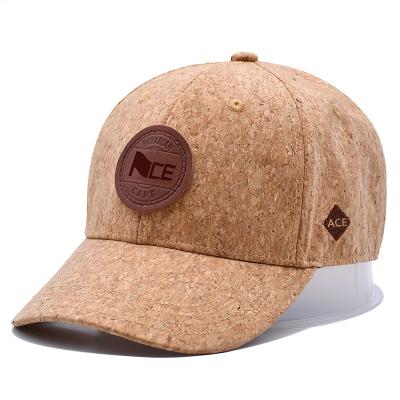 China Curved Six-Panel Wood Grain Leather Baseball Cap With Adjustable Strap for sale