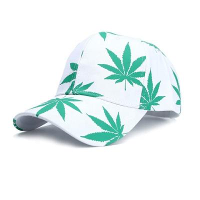China 2019 Green Leaf Mens Baseball Hats , Wild Sunshade Printing Casual Baseball Caps for sale