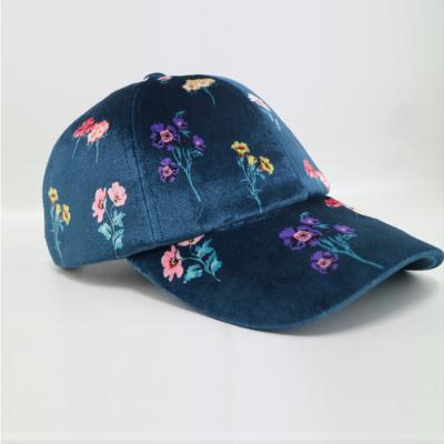 China Latest Design Deluxe Embroidered Baseball Caps Ladies Velvet Hats Streetwear for sale