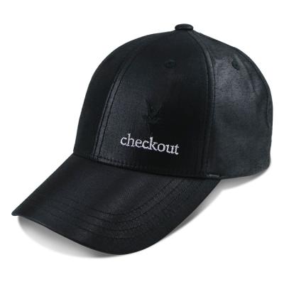 China Unisex Black Sports Dad Hats 6 Panel Fashion Design Leather Material for sale