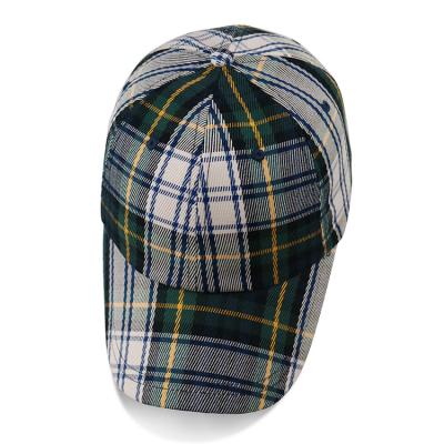 China Fashion Checked Six Panel Plaid Baseball Hat / Unisex Baseball Caps With Custom Buckle for sale