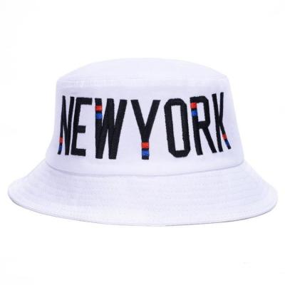 China Embroidery New York Style Fisherman Bucket Hat 100% Polyester Fabric for sale