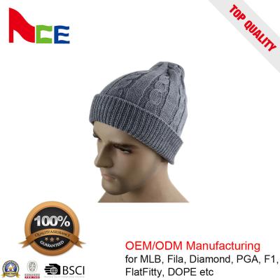 China Unique Unisex Fitted Beanie Hats / Grey Mens Winter Beanie Hats 56-60CM for sale