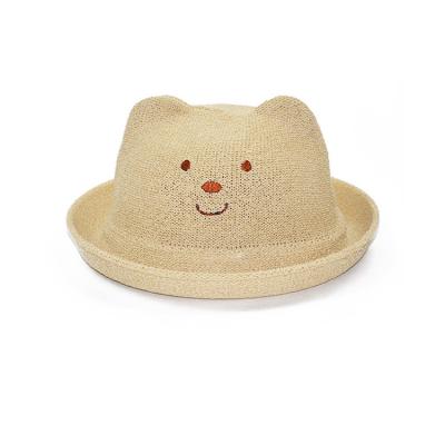 中国 韓国版赤ん坊猫耳帽子、子供の夏の帽子のわら材料 販売のため