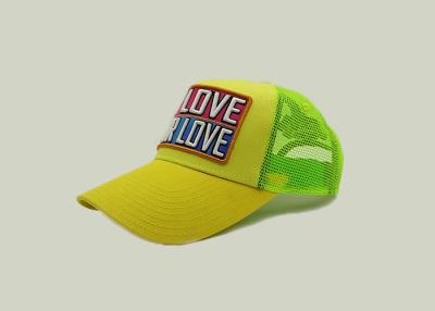 China Children Yellow 5 Panel Trucker Cap With Words Of MY LOVE YOUR LOVE for sale