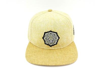 China Yellow Flat Brim Snapback Hats Plant Fibre Dry And Breathable Suitable For Summer for sale