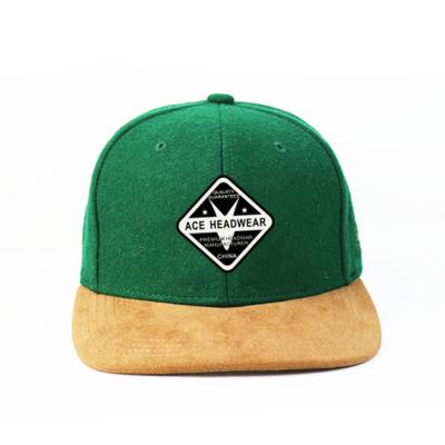 China Pre Printed Adjustable Snapback Hat / Green Color Cotton Snapback Baseball Caps for sale