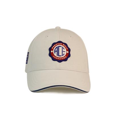China Custom White Printed Baseball Caps / Gorras Baseball Hat 3D Rubber Patch Cotton for sale