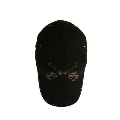 中国 OEM ODMの方法ラインストーンの野球帽は、組み立てられた野球帽の金属のバックルを黒くします 販売のため