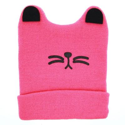China Boys Girls Cat Ear Lovely Baby Hats , Woolen Yarn Knit Keep Warm Hats Soft Material for sale