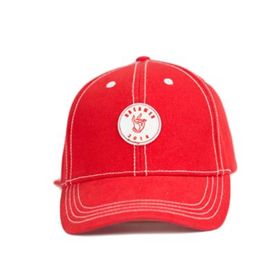 China Adjustable Fashion Style Customize Red 6-Panel Embroidery Woven Patch Logo Baseball Caps Hats for sale