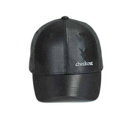 China Leather Black 6 Panel Sports Dad Hats Embroidery Pattern Character Style for sale