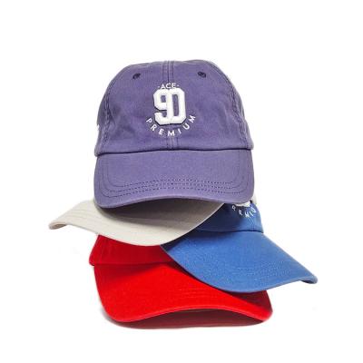 China 3d Puff Washed Cotton Unstructured Baseball Caps / Metal Buckle Dad Hats for sale