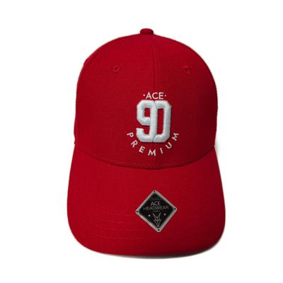 China Cute Red Custom 3D Embroidery Baseball Caps 100% Cotton Twill Material for sale