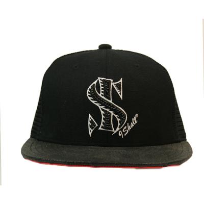 China Studded Rhinestone Bling 5 Panel Trucker Cap 85% Acrylic +15% Wool +1005 Polyester Mesh for sale