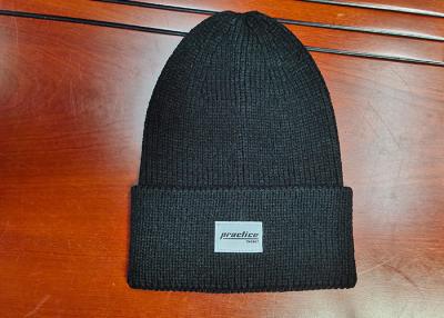 China warm black wool or cotton customize woven label inner tape printing knitted boonies hats for winter à venda
