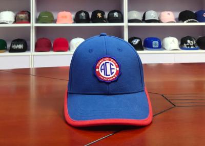 China New Design Blue and red 6panel custom embroidery patches logo sports hats caps for sale