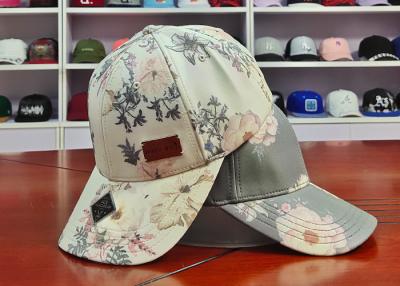 China Soft Cotton Sports Dad Hats Spring Printing Flower Logo Little Metal Patch In Front for sale