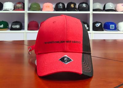 China 2020 Special desig black and red Color Customize Metal embroidery Logo baseball sports Hats Caps for sale