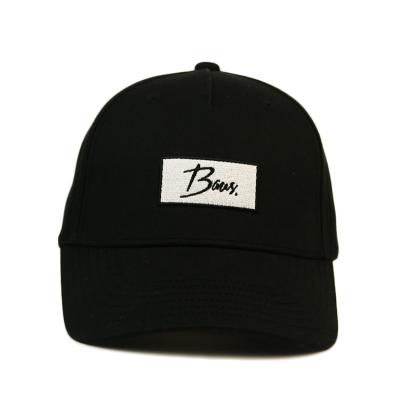China Black 6 Panel Curved Brim Custom Baseball Caps With Plastic Buckle Hats Bsci for sale