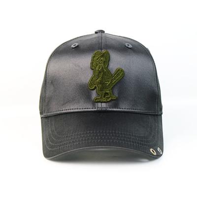 中国 Small MOQ Soft Silk Customized Black Embroidery Patch metal buckle baseball Hats Caps 販売のため