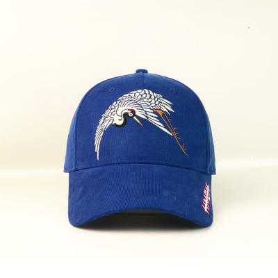 中国 Classical Bright Royal blue Color Corduroy Snapback Baseball Cap/Dad Hat basic style baseball cap with flay embroidery 販売のため