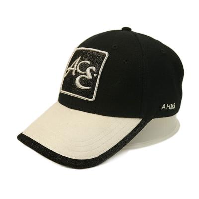 China Black Applique Patch Flat Embroidery Men Hip Pop Baseball Cap With Metal Buckle for sale