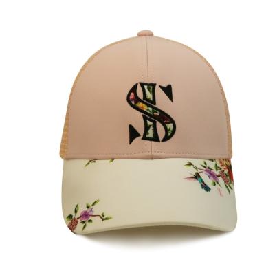 China hot sale sublimation printed trucker mesh cap with sublimation patch logo, logo custom sports cap for sale