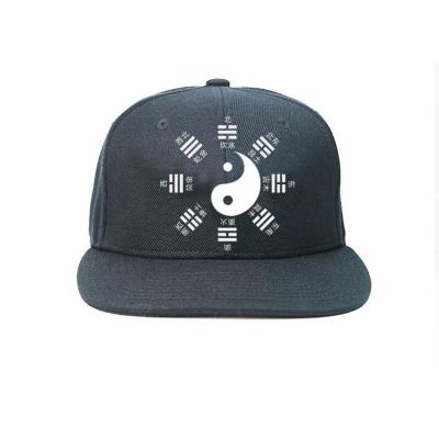 China Adjustable Flat bill Customized design rubber printing Tai Ji Sports snapback Hats Caps for sale