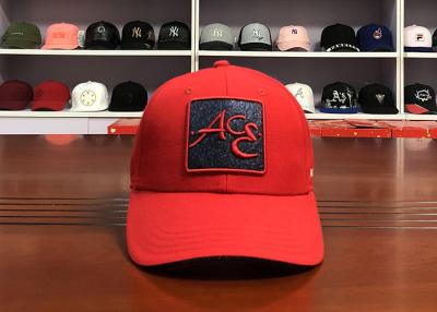 China ACE brand newest bling star 3D embroidery logo 6panel red baseball caps hats for sale