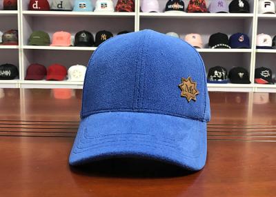 China Hot sale Customize velvet 6panel  blue rubber patch baseball caps hats for sale