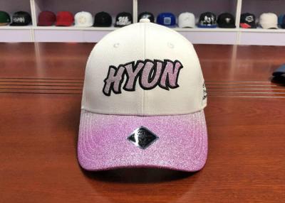 China ACE Unisex Adjustable Custom 6 panels Glitter Cloth Embroidery Patch Baseball Curve Bill Cap for sale