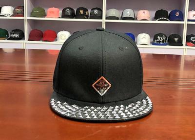 China High quality customized flat brim metal rivet shose buckle 6panel snapback hats caps for sale