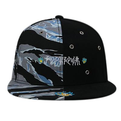 China Custom Chinese Style Flat Brim Snapback Hats / 6 Panel Camo Embroidered Snapback Hats for sale