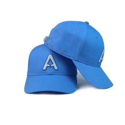 China Fashionable Blue Color Five Panel Baseball Cap Size 56-60CM Soft for sale
