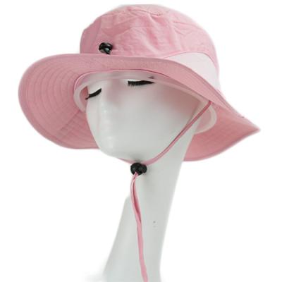 China Unisex Custom Craft Silk Print Logo Fisherman Bucket Hat Leather Strap Buckle for sale