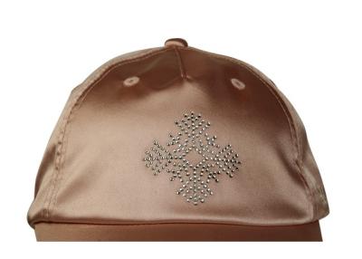 China High - End ACE 5 Panel Baseball Cap Fashionable Satin Fabric Solid Color Rhinestone Patch Logo for sale