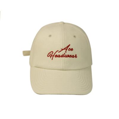 China Wholesale Custom Logo Dad Cap Embroidered Baseball Caps Hat Polyester Wool Blended Fabric for sale
