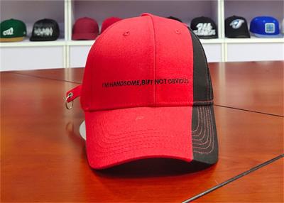 China ACE OEM ODM Black Red Stagger Creative Flat Embroidery Logo Long Strap Custom Baseball Cap for sale