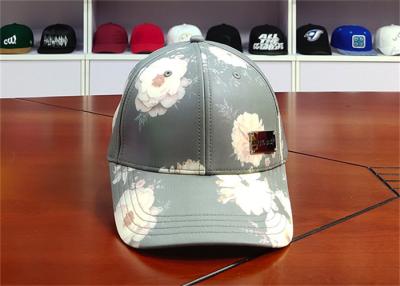 China ACE BSCI Flower Pattern with Metal Deboss Logo Patch Sublimation Metal Back Closure Custom Baseball Cap for sale