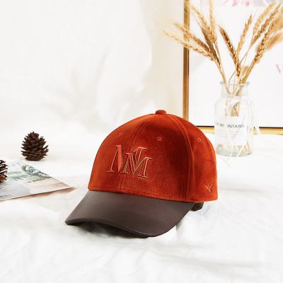 China Custom 56CM Suede Embroidered Baseball Caps With PU Brim for sale