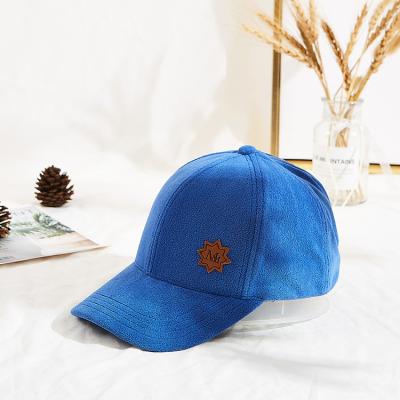 China Soft Autumn Winter Polar Fleece Leather Patch Baseball Cap Outdoor Sports Hat for sale